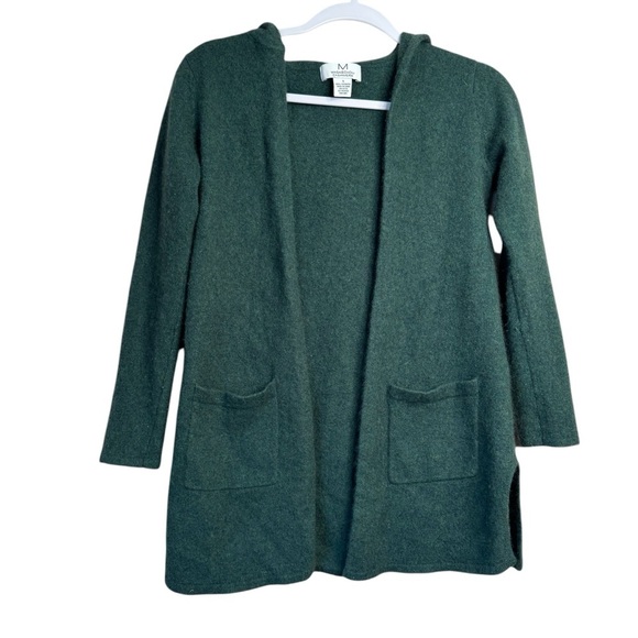 Magaschoni Cashmere Hooded Cardigan Sweater Pockets XS/S Green - Picture 1 of 7